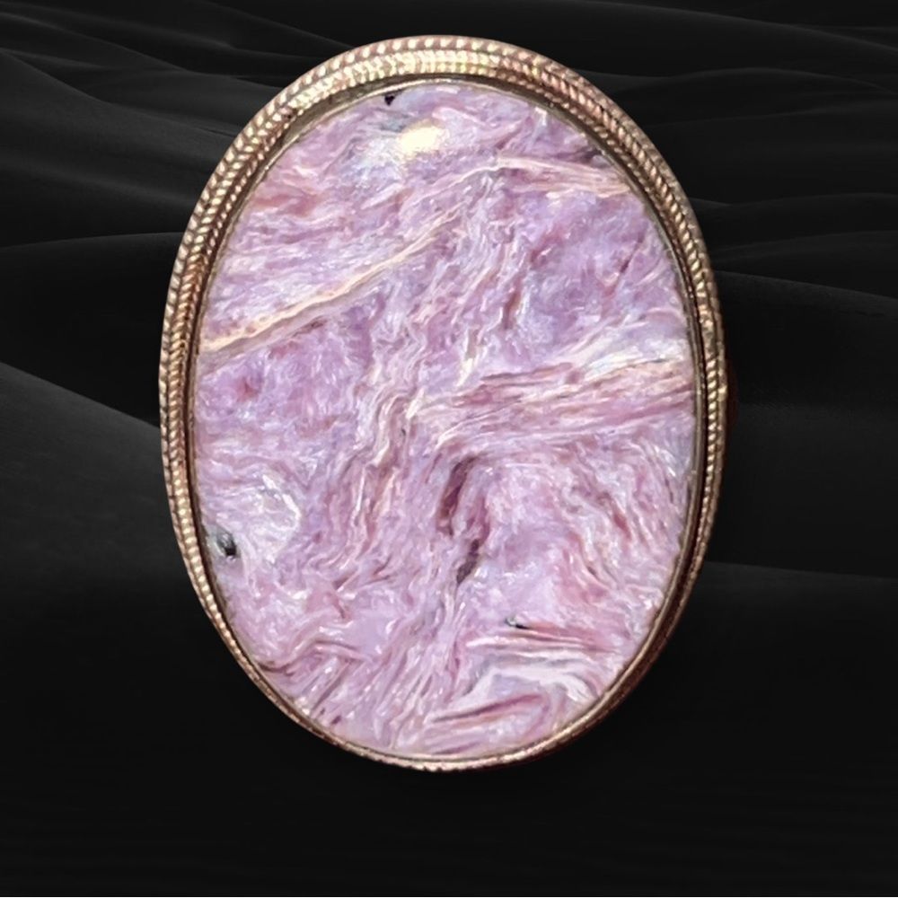 Vintage Charoite Purple and Silver Ring in Stamped 925 SS setting. - Picture 3 of 9